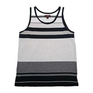 Vintage Mecca Tank Top Mens XL Black White Grey Stripes Hip Hop Streetwear Sport